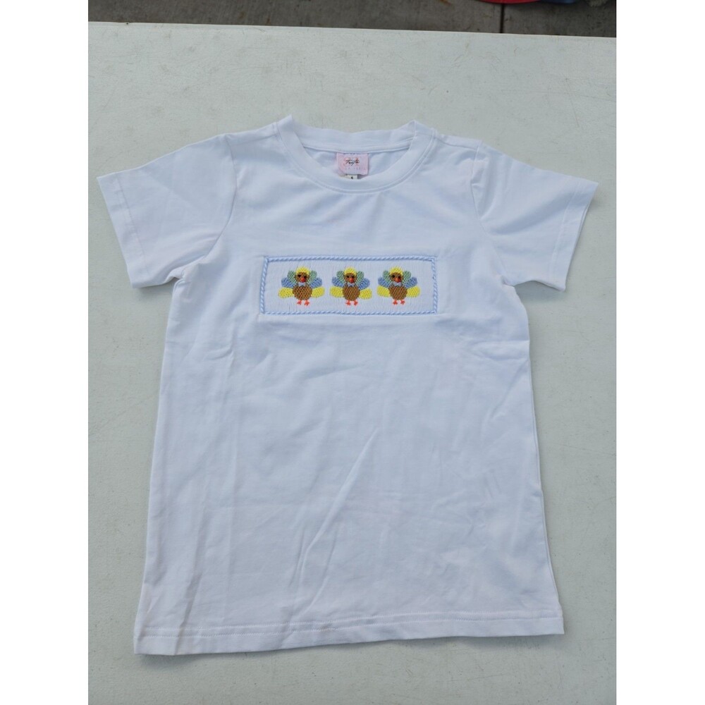 Shop Teeta Boys Thanksgiving Turkey Embroidered T Shirt Size 5 NWT